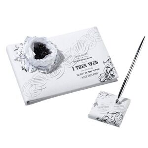 Lillian Rose I Thee Wed Guest Book and Pen Set White Wedding Keepsake